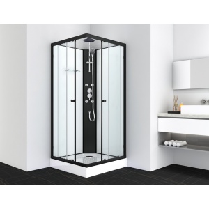 Sanotechnik STIL black sprchový box štvorec bez strechy, 90x90x225cm